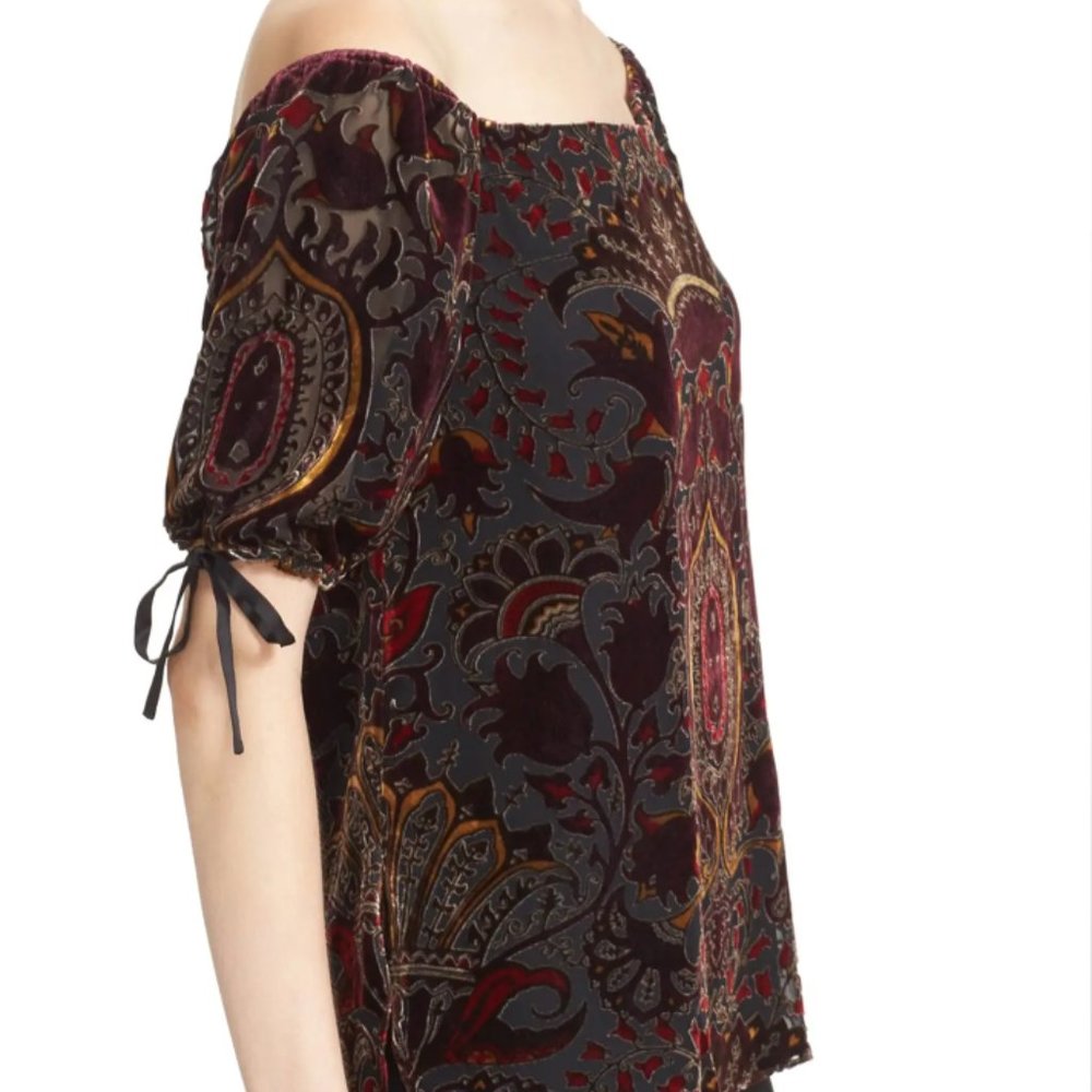 Alice + Olivia "Alecia" Off the Shoulder Burnout Velvet - Picture 3 of 9